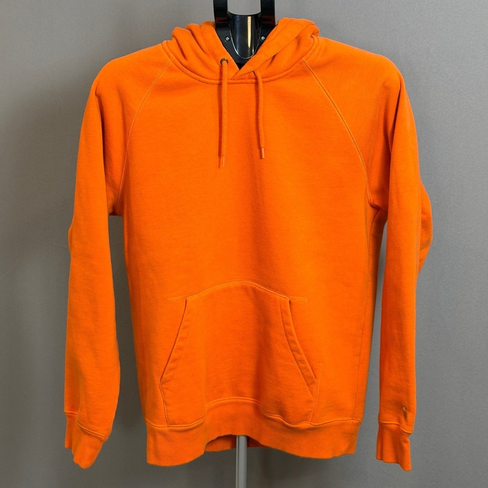 Carhartt Hoodie Mens Medium Orange Pullover Hooded Sweatshirt Workwear Logo